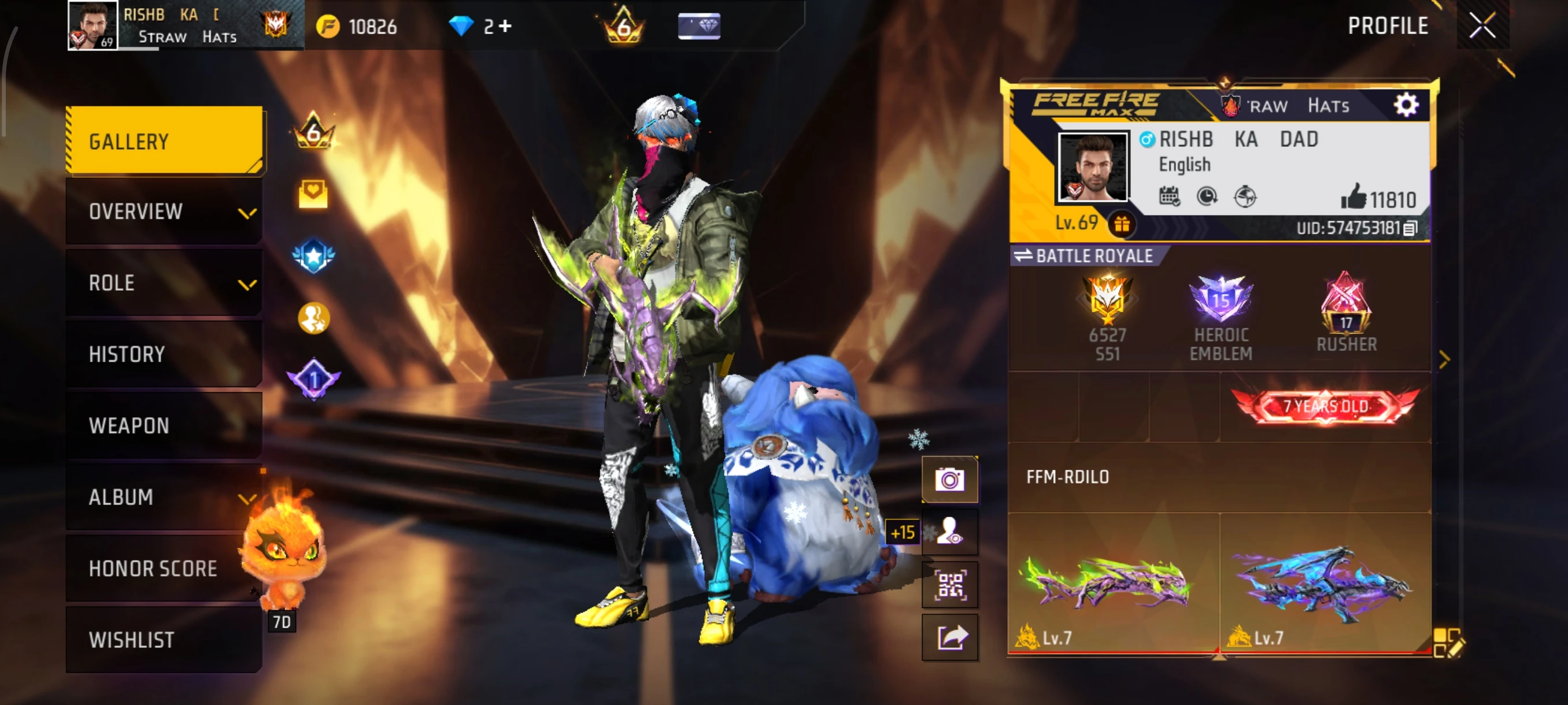 Free Fire account level 69