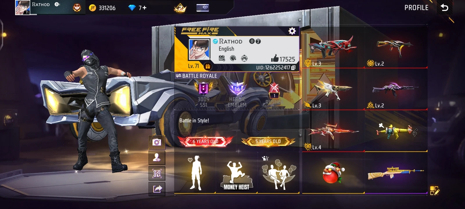 Free Fire account level 71