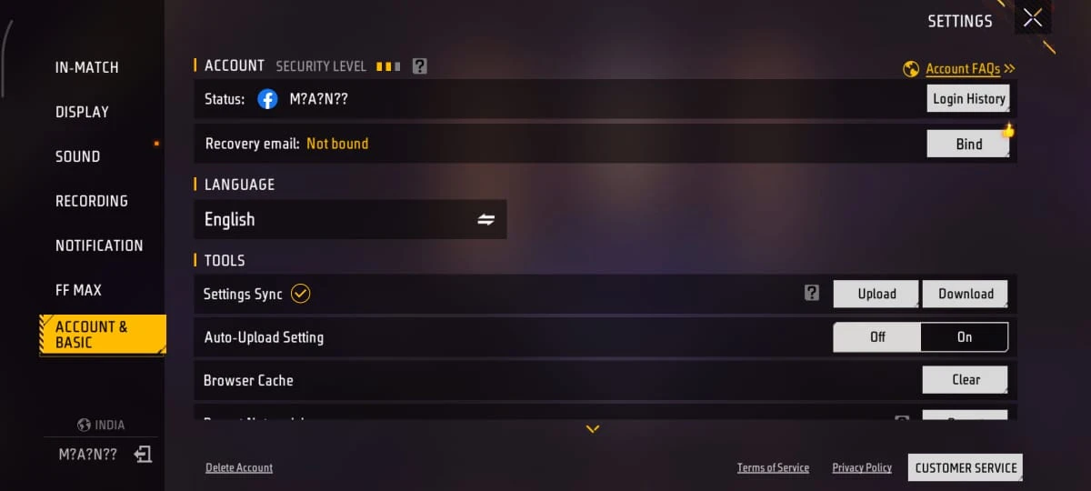 Free Fire account level 76