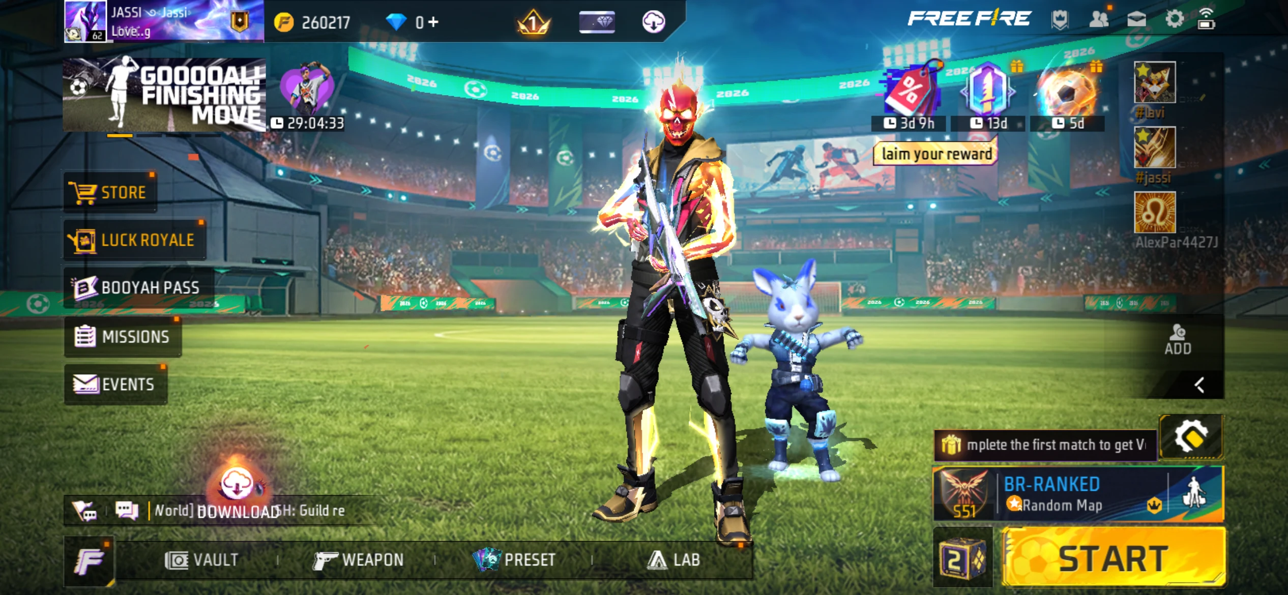 Free Fire account level 62