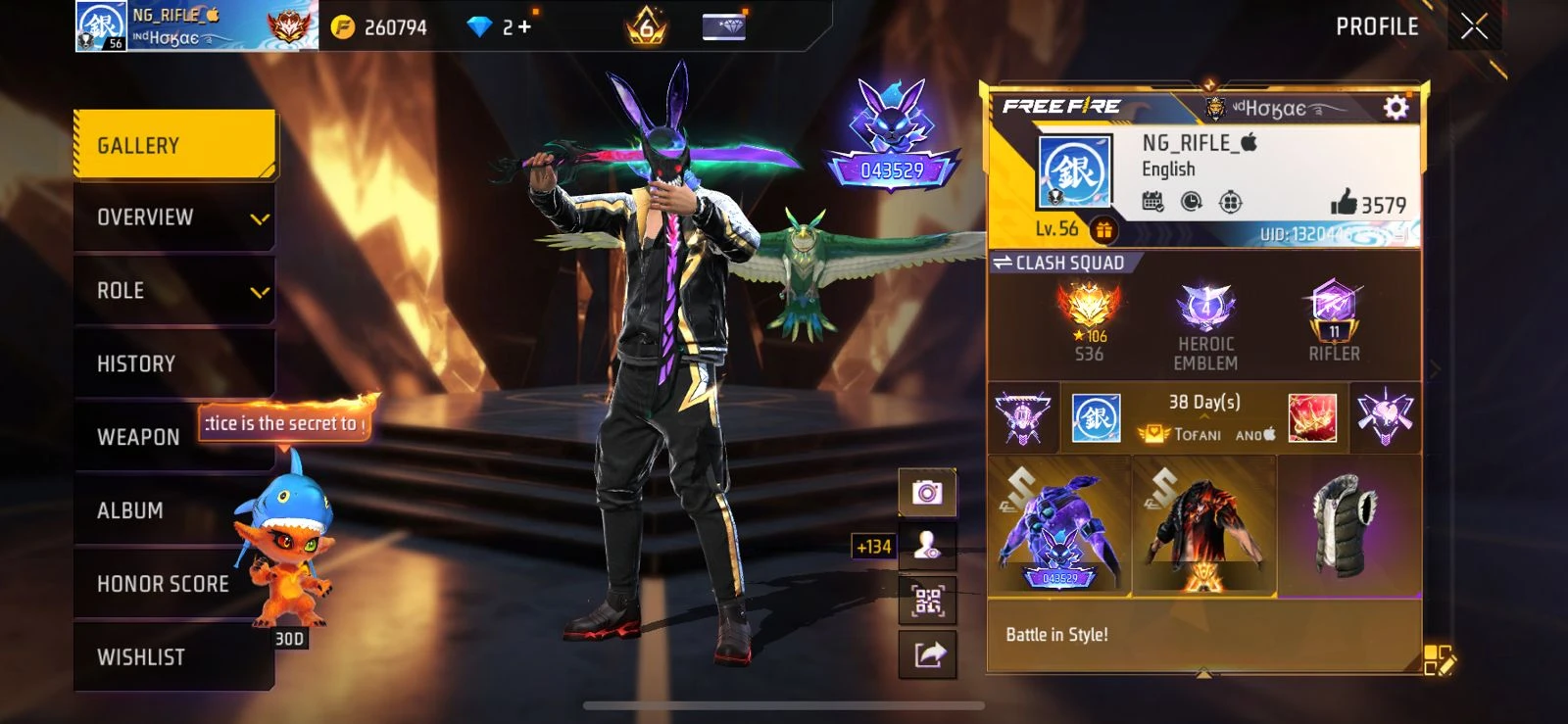 Free Fire account level 56