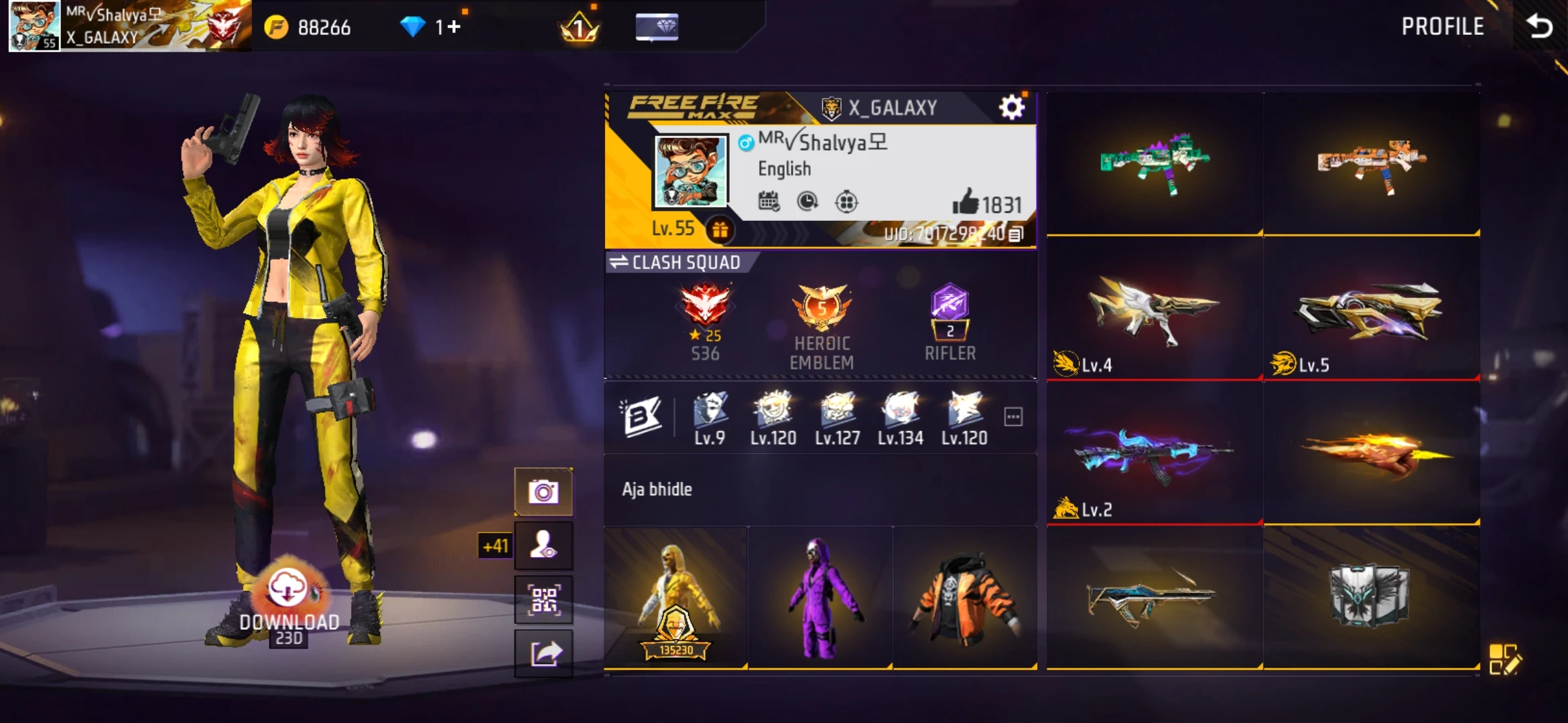 Free Fire account level 55