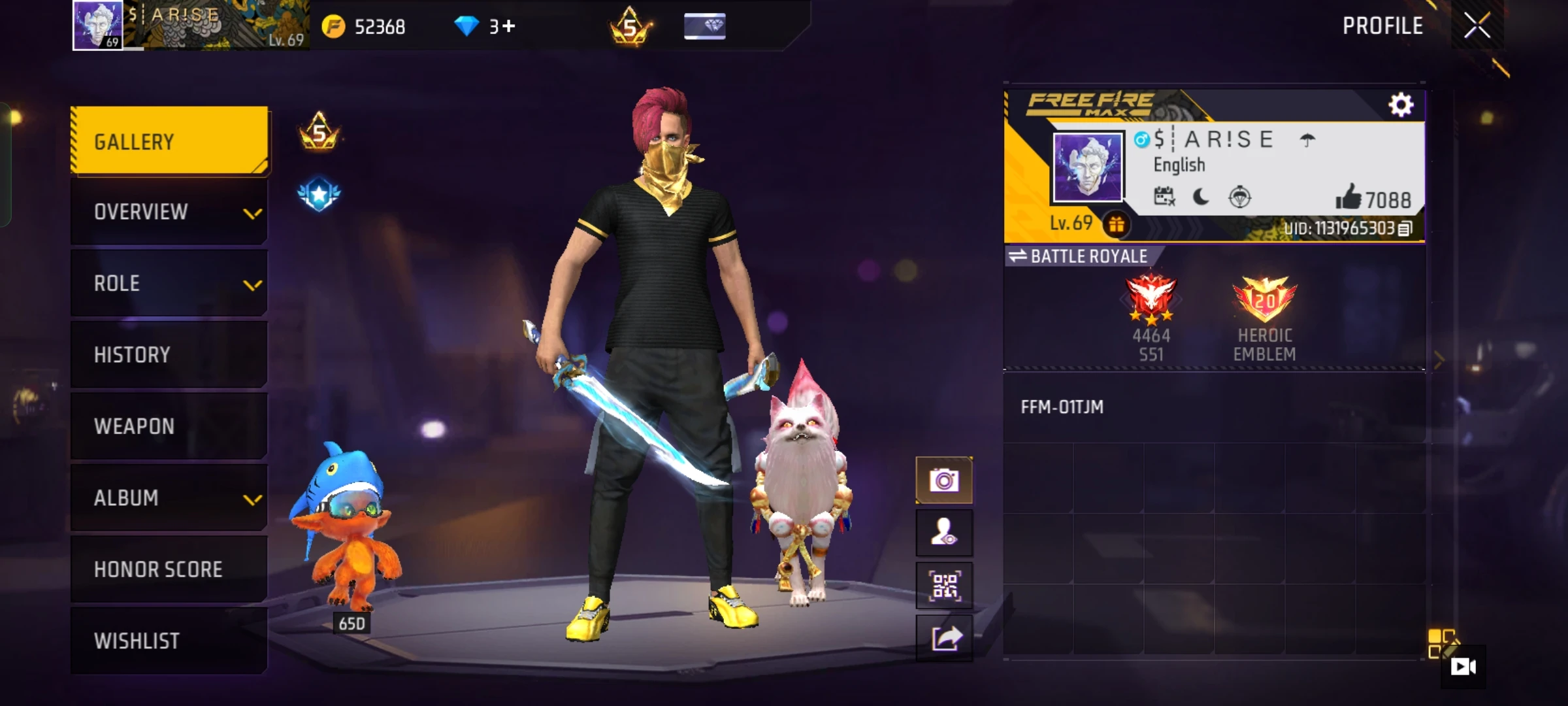 Free Fire account level 69